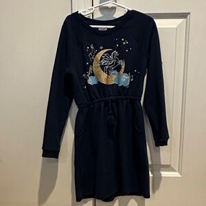 Navy Dress with Moon and Stars Design